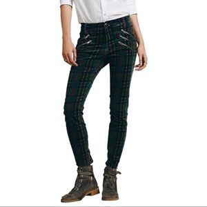 Free People Green plaid velvet pants